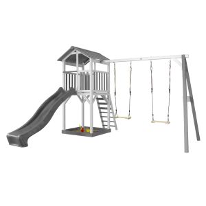 Beach Tower de Axi avec 2 balançoires et toboggan gris