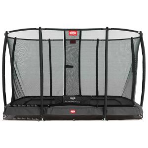 Trampoline rectangle gris enterré 330 Champion + filet - BERG