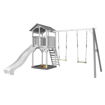 Beach Tower de Axi avec 2 balançoires et toboggan blanc