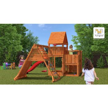 Aire de jeux en bois Big Leader Spider multifonctions de chez Fungoo
