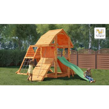 Aire de jeux en bois  Buffalo Spider multifonctions de chez Fungoo