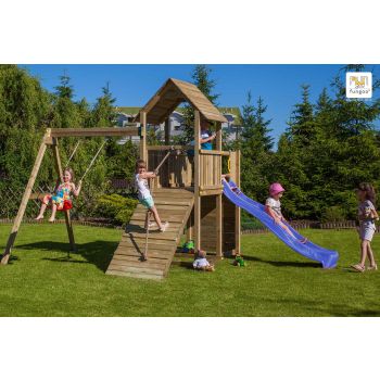 Aire de jeux en bois Carol3 avec toboggan et 1 balançoire de Fungoo