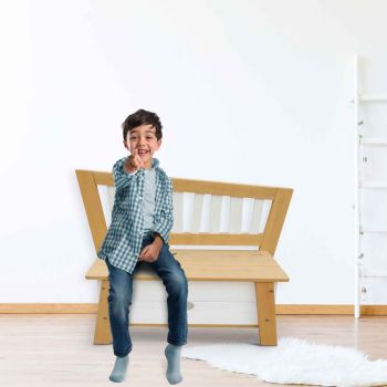 Banc de rangement en bois marron et blanc dès 3 ans Corky d'Axi
