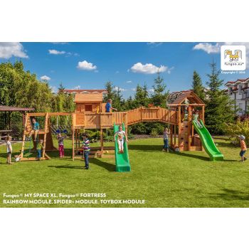 Grande aire de jeux Spider Land multiactivités en bois de chez Fungoo