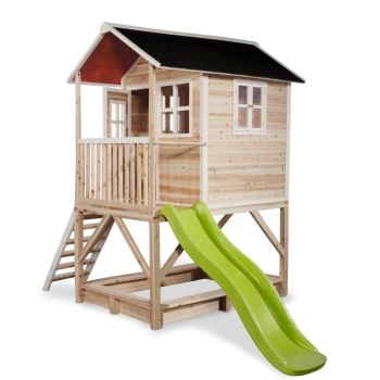 Cabane bois + toboggan Loft 500 Naturel - Exit